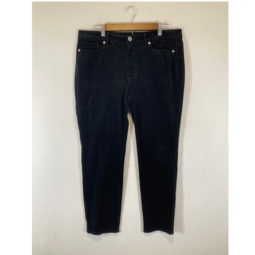 Classic‎ Dark Academia J. Jill Womens 12 Black Fine Wale Corduroy Straight Pants